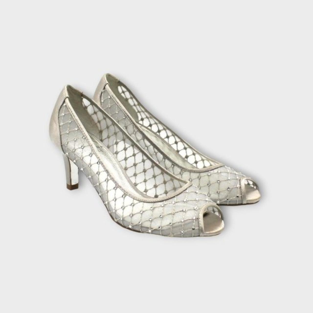 Adrianna Papell Womens Silver Mesh Rhinestone Padded Depop