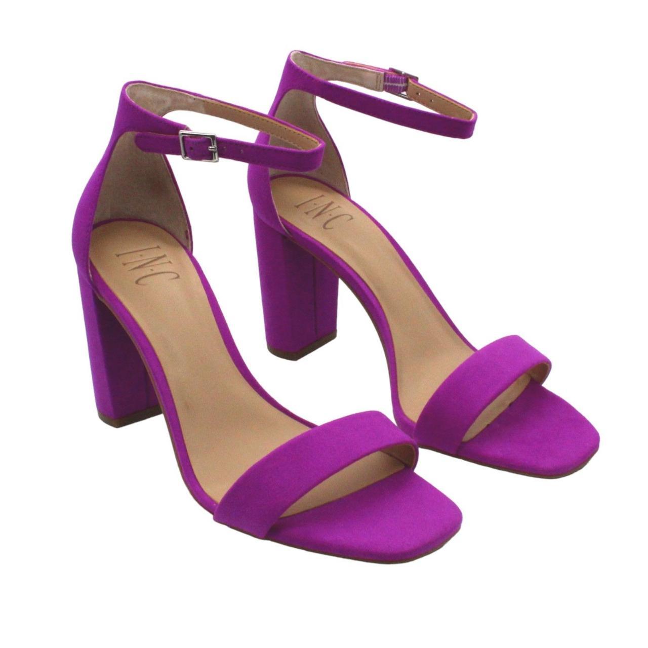 INC Womens Purple Translucent Ankle Strap Padded Makenna Square Toe Block  Heel Zip-Up Dress Sandals Shoes 7 M - Walmart.com