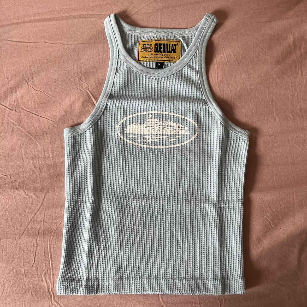 corteiz women’s alcatraz tank top baby blue size... Depop
