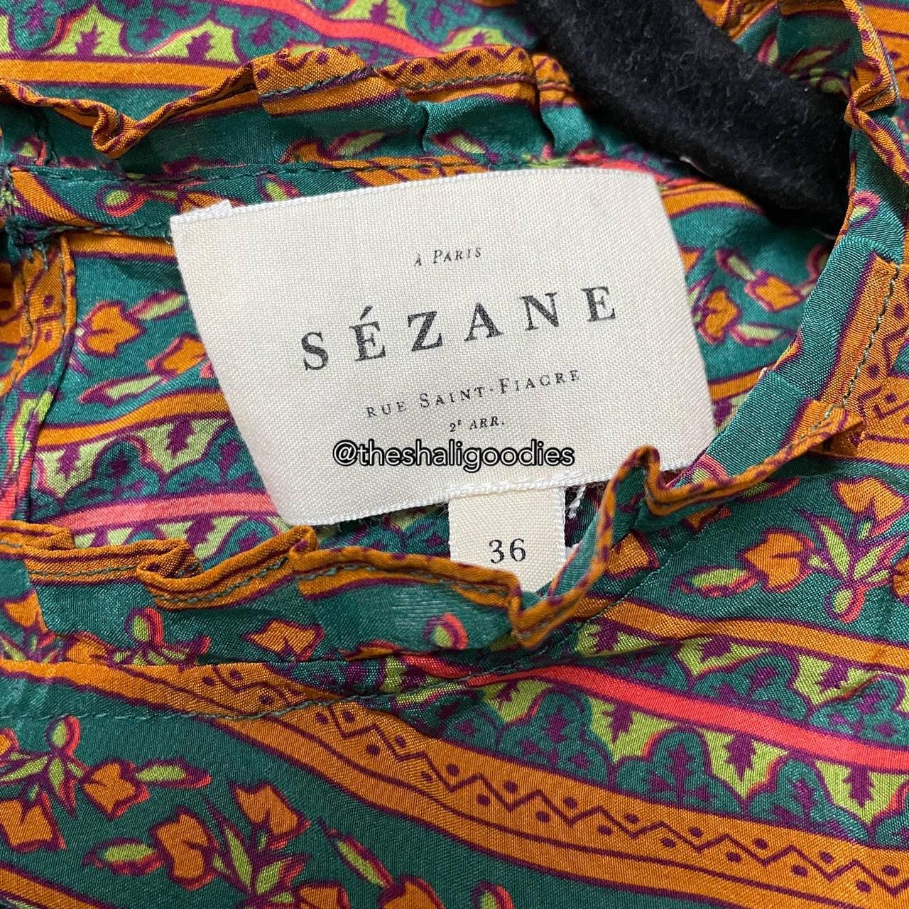 Sézane Women's Orange and Green Blouse (3)