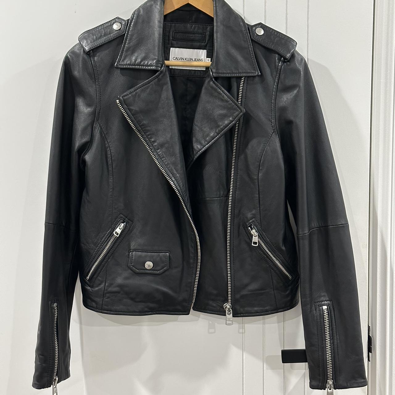 Calvin klein deals lambskin leather jacket