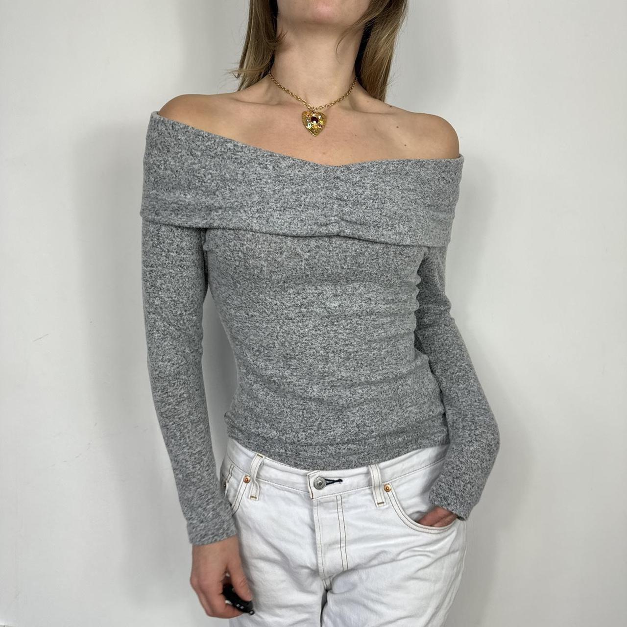 Grey off the shoulder jumper Thinner jumper top. Depop