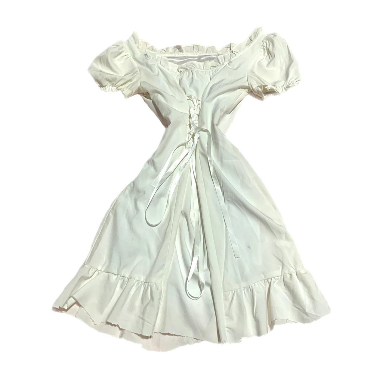 White Puff Sleeve Corset Style Mini Dress... - Depop