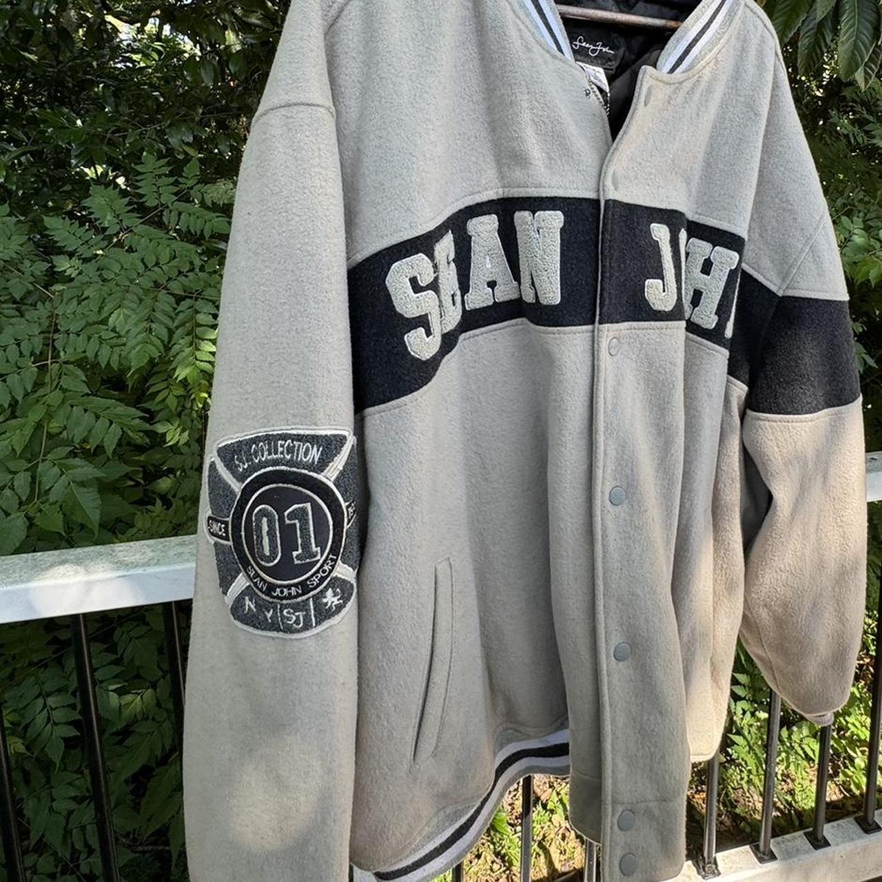 Sean John Oversized Varsity Jacket Tan/Cream and | Depop