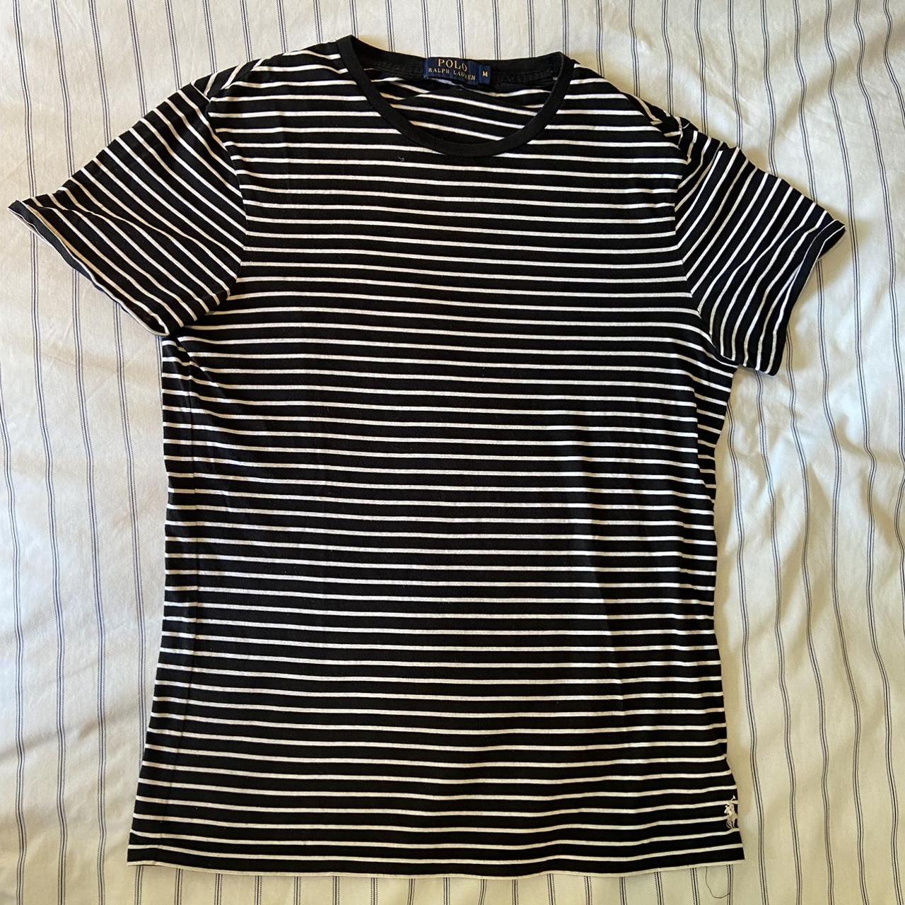 Polo Ralph Lauren Men’s striped black t shirt in size M - Depop