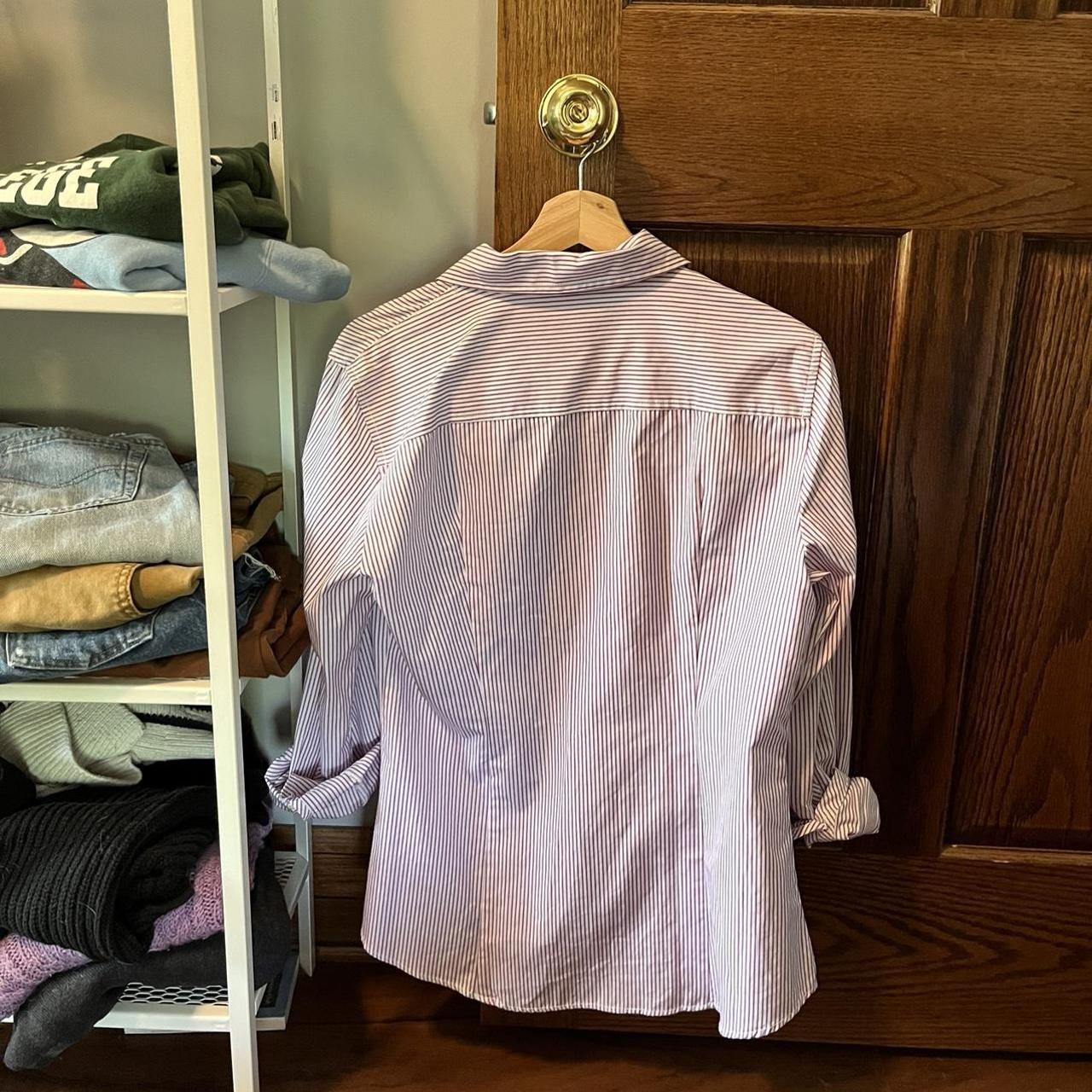 J.Crew Women's Purple and White Shirt (2)