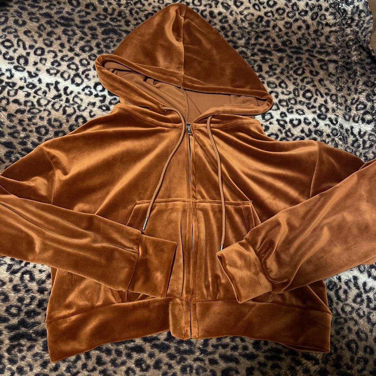 Orange velvet hoodie hotsell