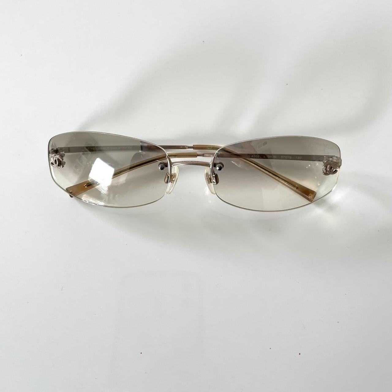 CHANEL Sunglasses Vintage Rare Oval Wrap Halfrim Rimless 4083 