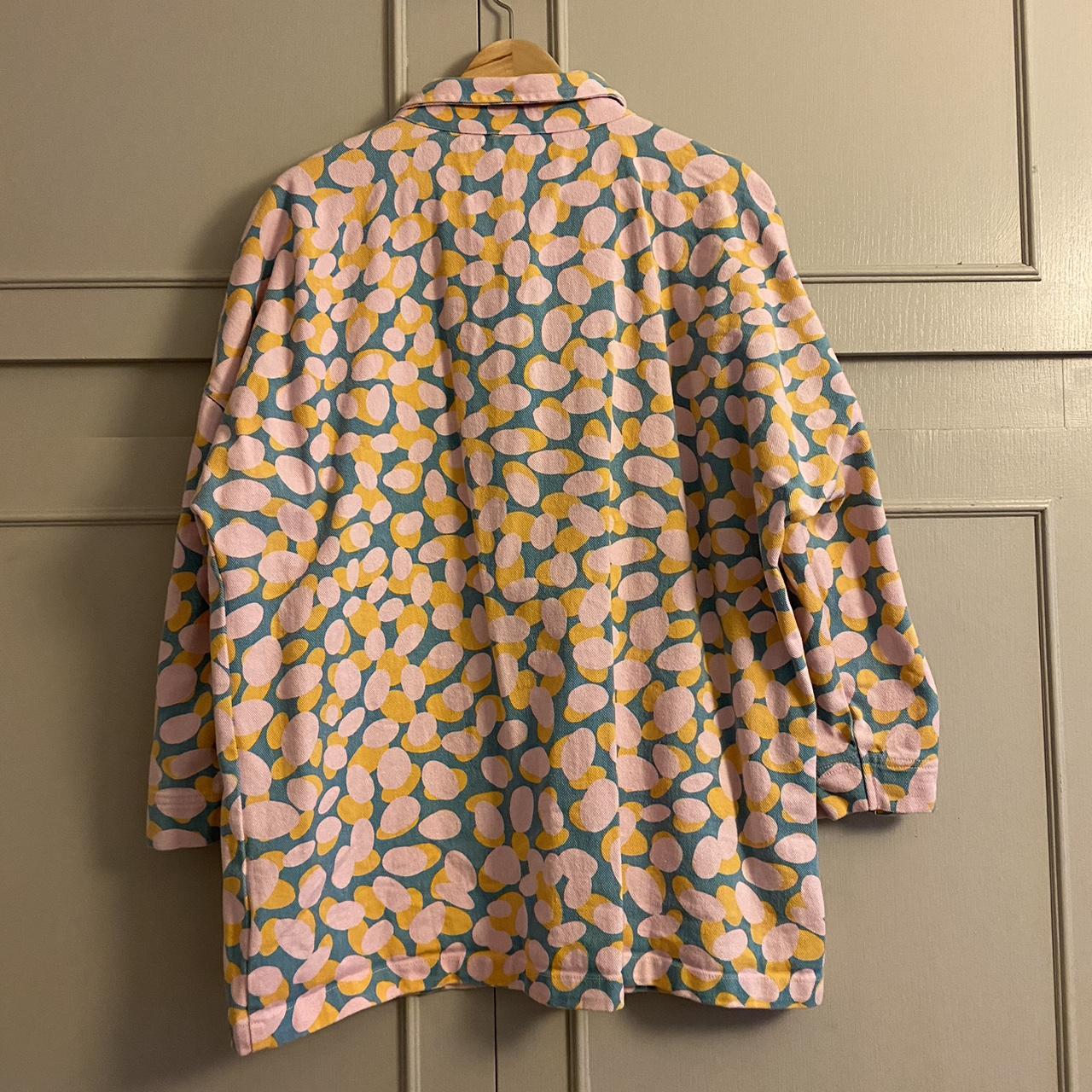 Lucy and Yak pink, yellow and blue oversized jacket... - Depop