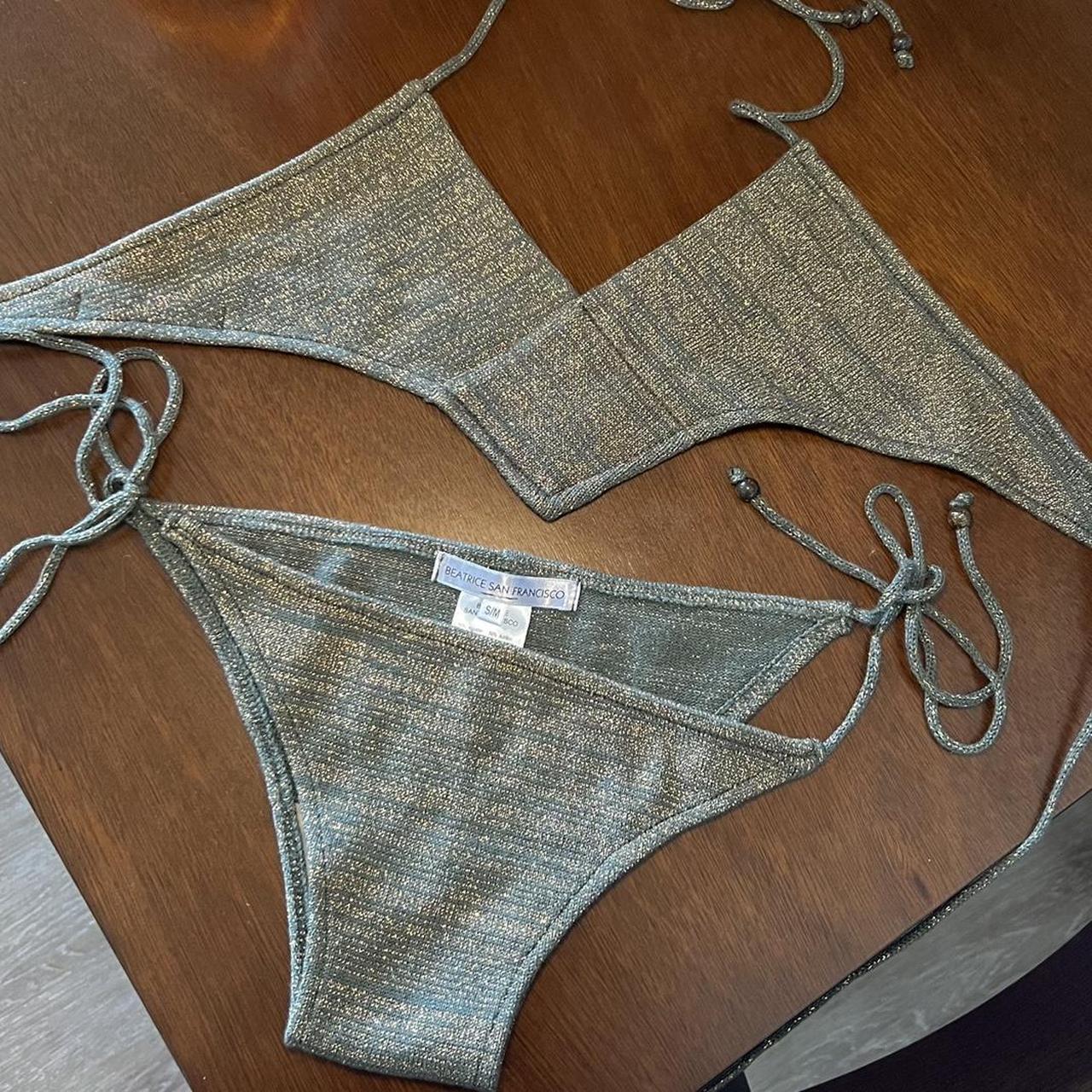 Women's Gold and Khaki Bikinisandtankinisets Depop