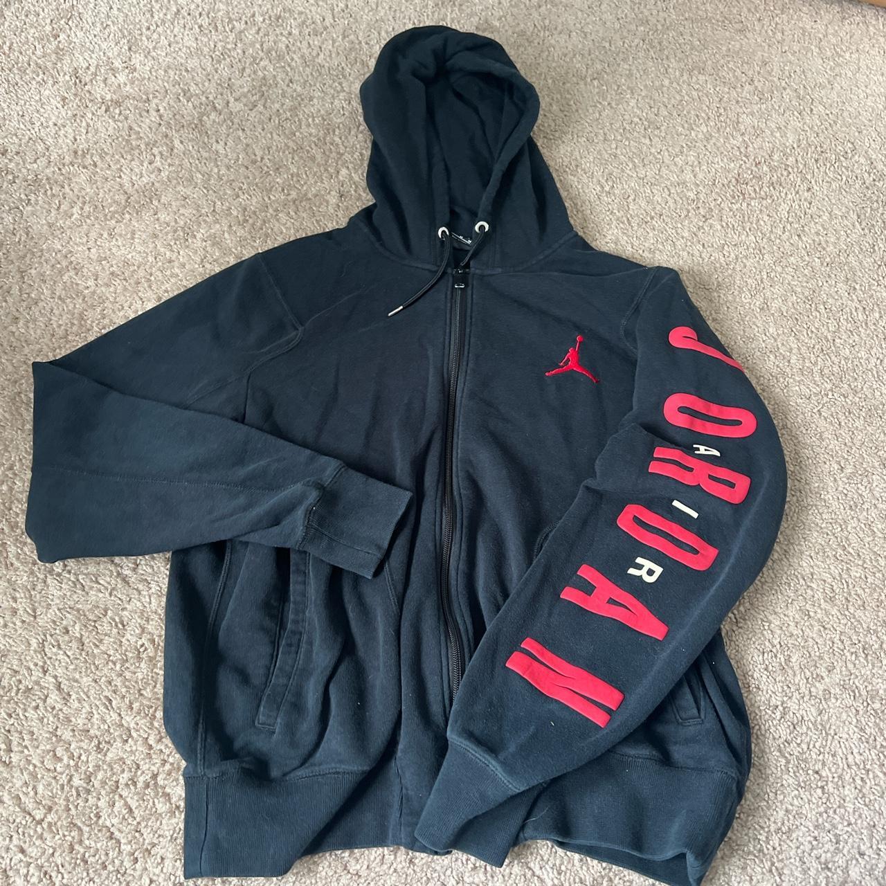 Jordan Men's Black and Red Hoodie | Depop