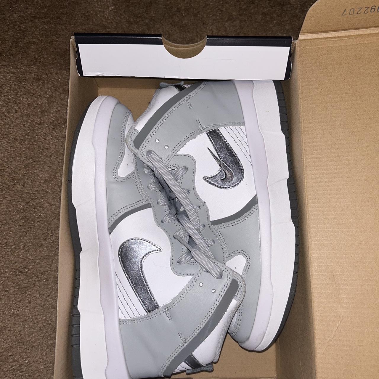 Nike Grey Dunk High Up, worn 3 times - Depop