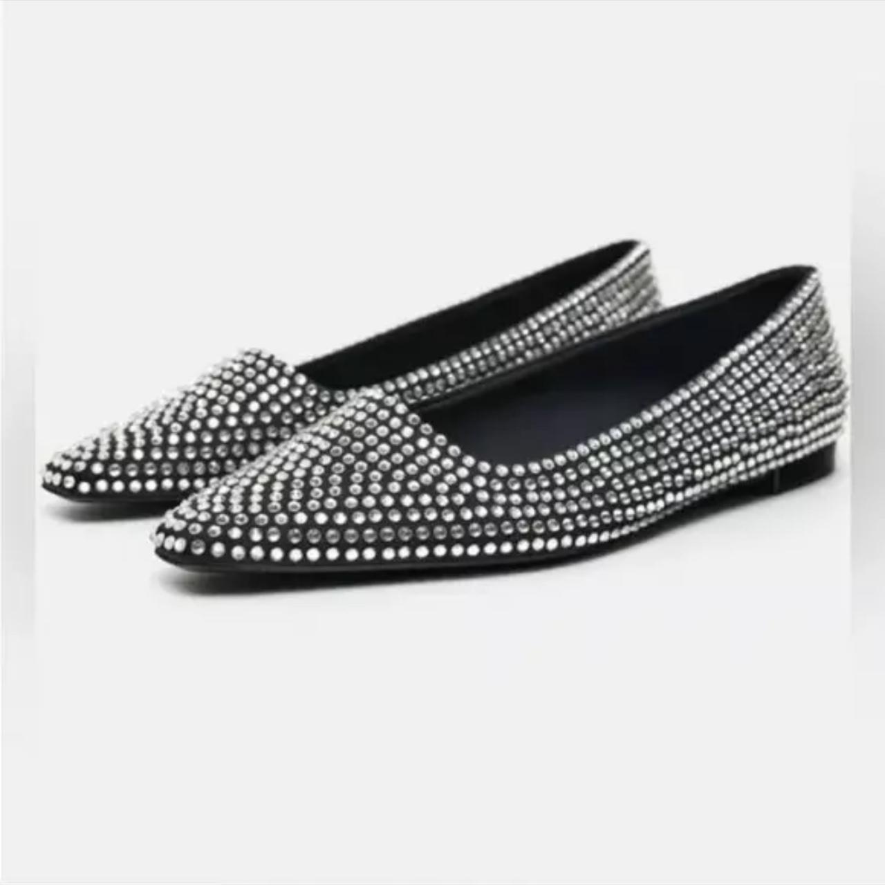 Zara black and silver sparkly ballet flats Depop