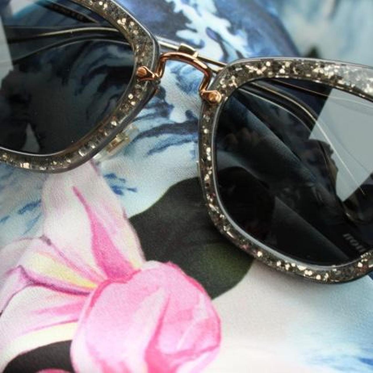 MIU MIU glitter sunglasses preloved mint. Depop