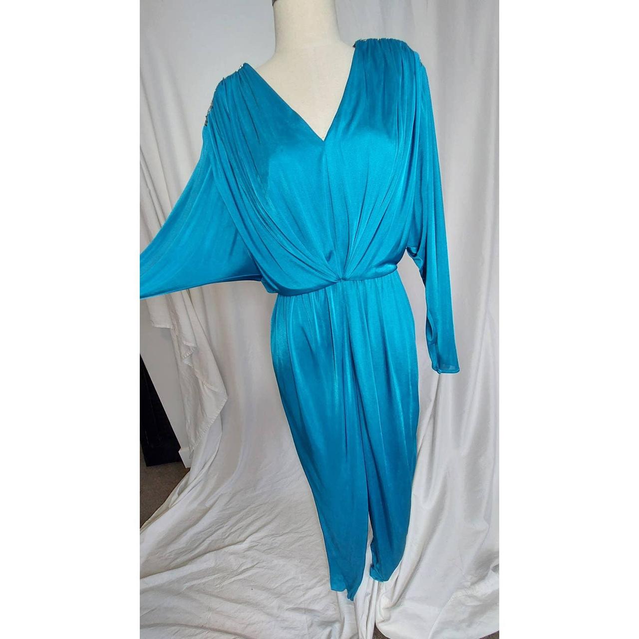 American Vintage Women's Blue and Silver Jumpsuit | Depop