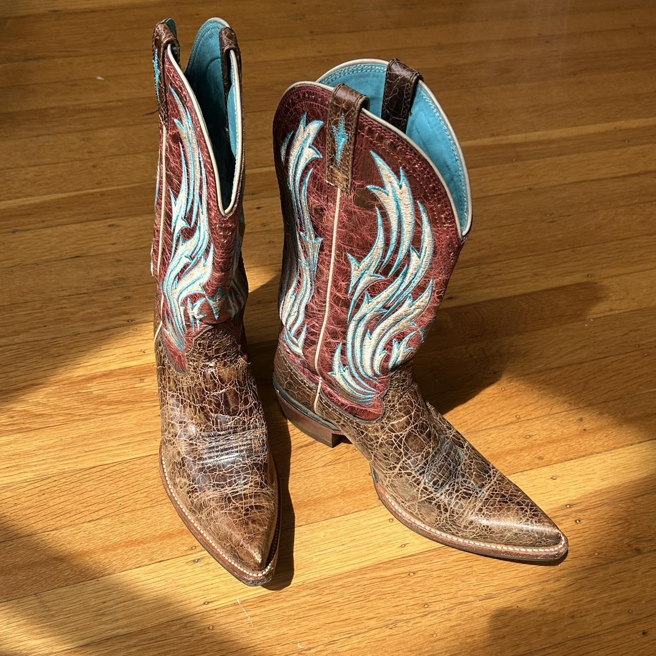 Orange and blue cowboy boots on sale