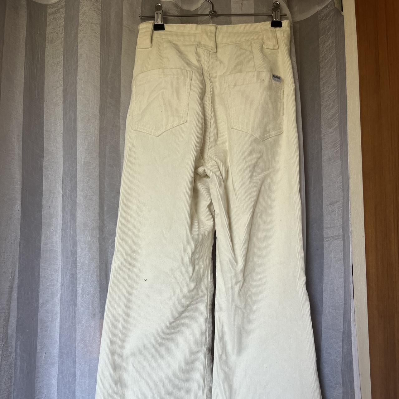 white corduroy ghanda pants. few small stains but... - Depop