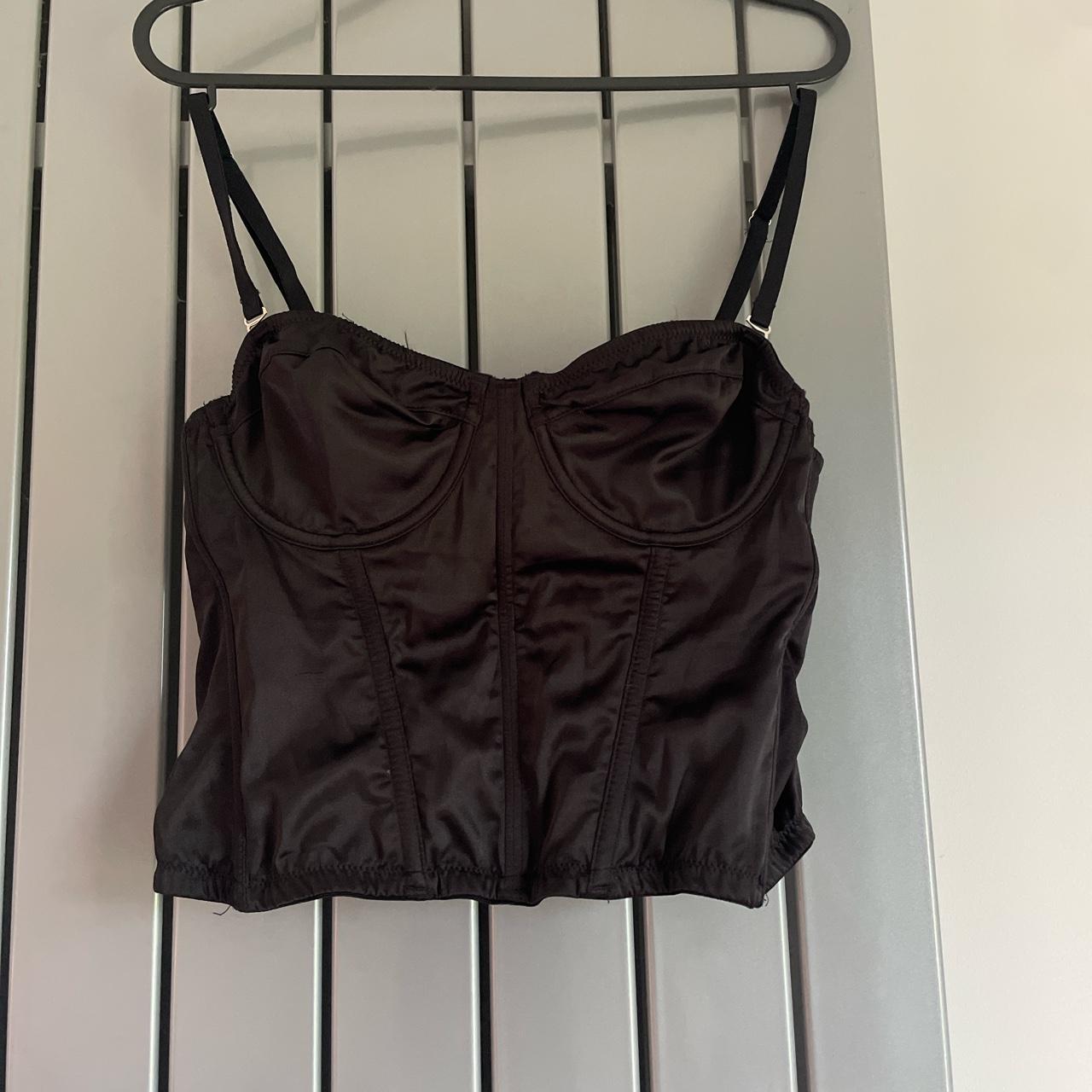 Black satin corset top by urban outfitter, never... Depop