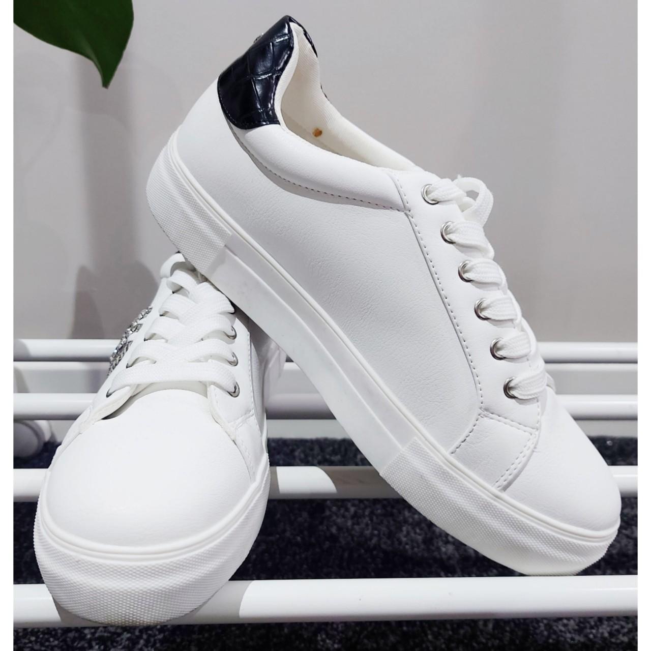 trendy white trainers