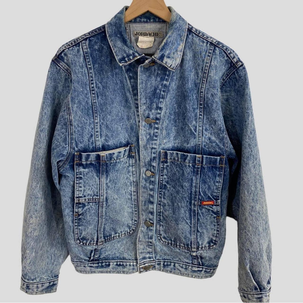 Vintage 90s Jordache Acid Wash Denim Coat / Denim Jacket / 