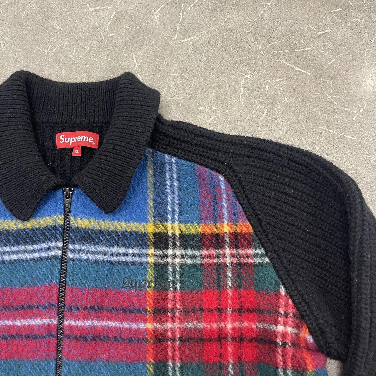 Supreme plaid clearance front zip sweater