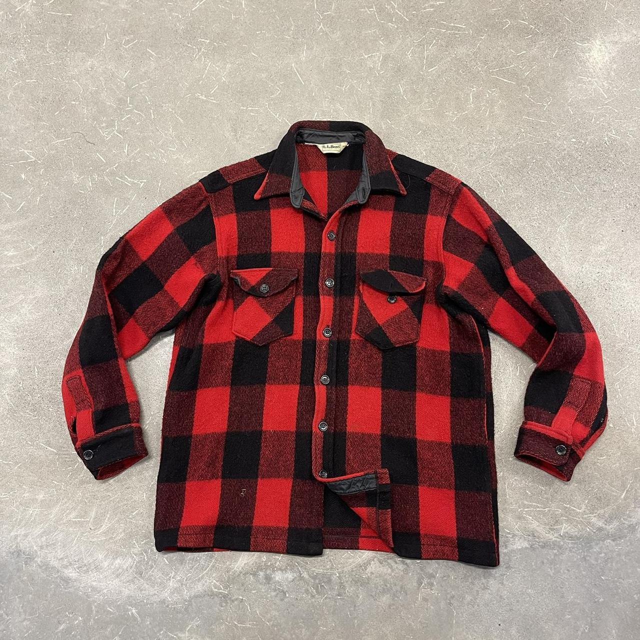 Classic LLBEAN Wool Hunting Jacket with Flannel Plaid Design