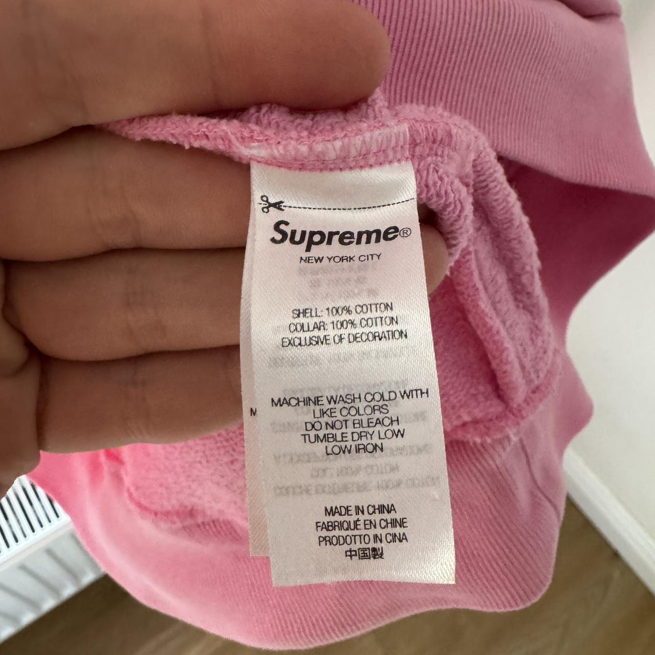 Pink supreme denim collar half zip sweatshirt size | Depop