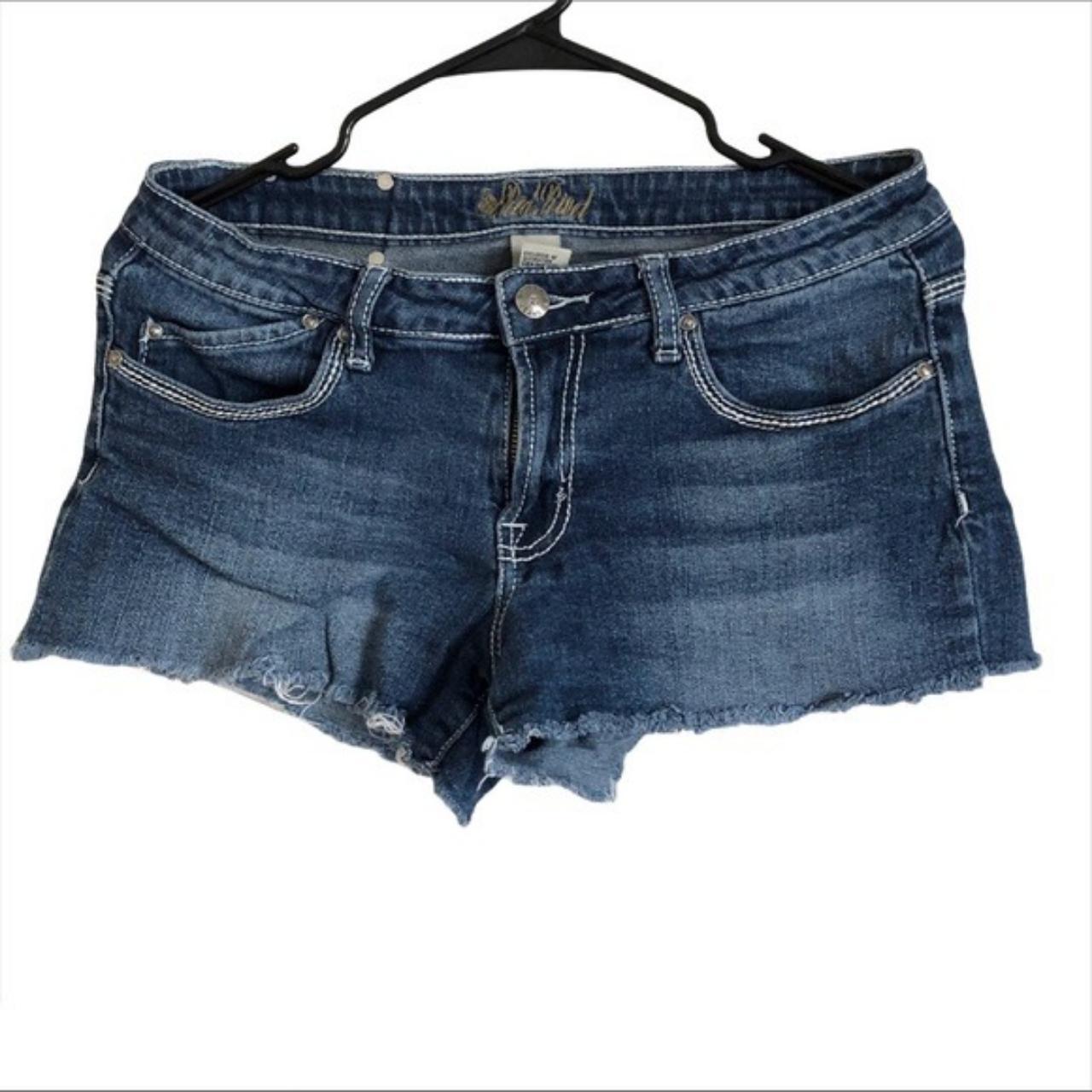 Red Rivet Distressed Blue Jeans Short Size 11 No Depop