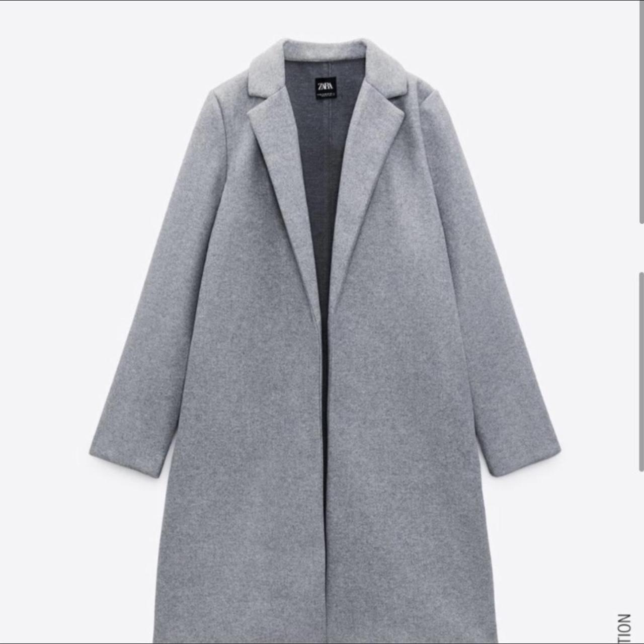 Zara grey simple coat with pockets worn once or... Depop