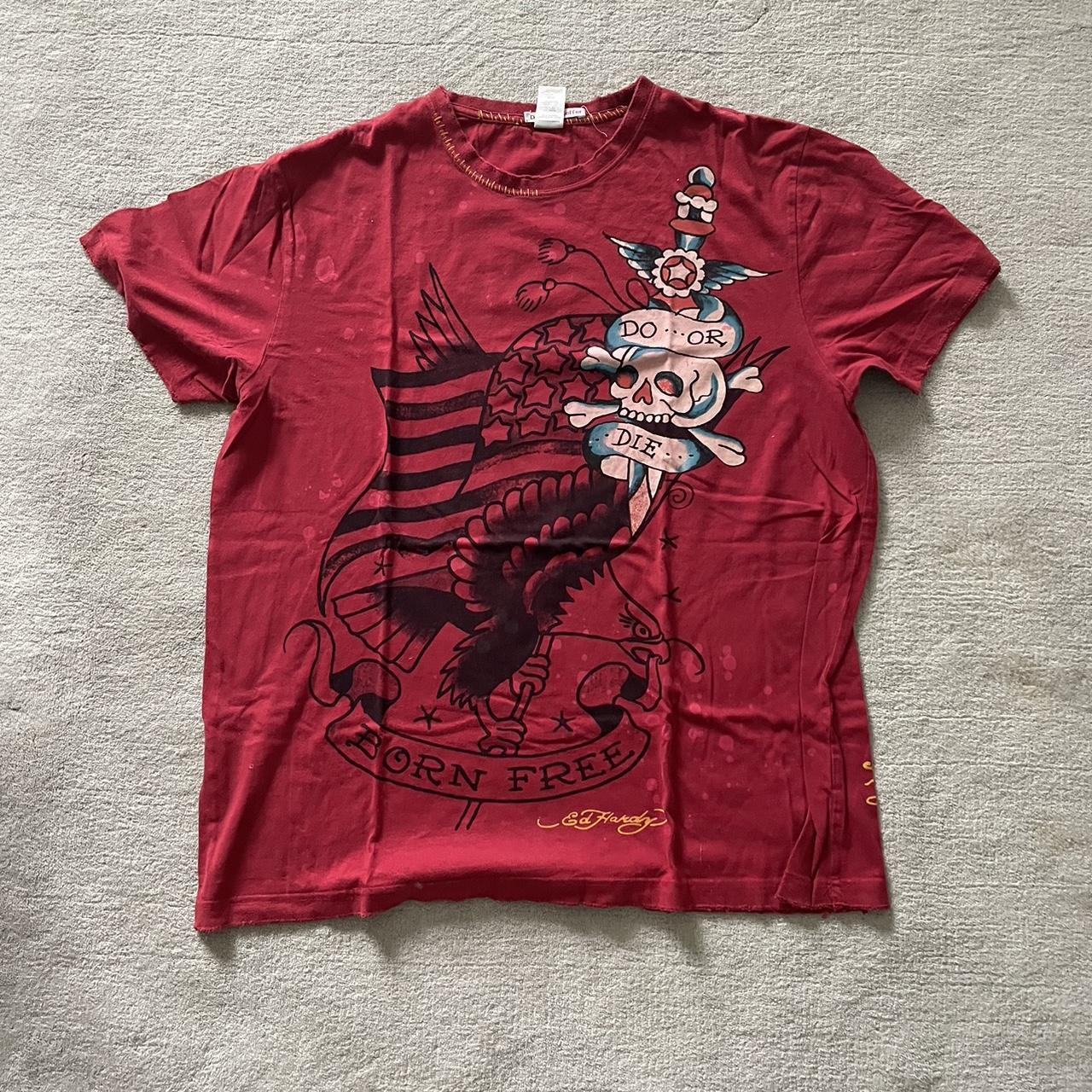 Red Ed Hardy T Shirt Depop