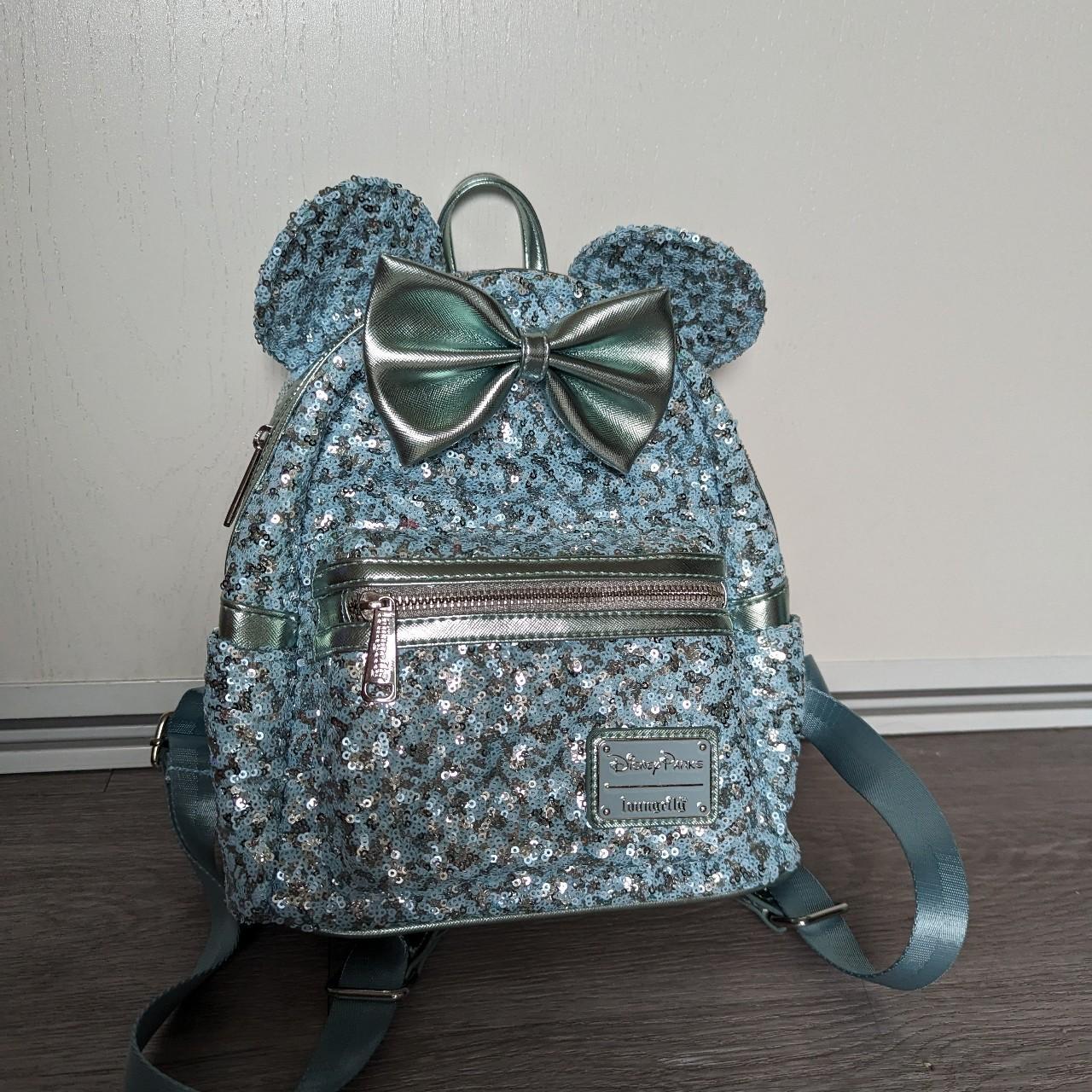 LOUNGEFLY Disney FROZEN Bag Purse ELSA Canvas Handbag Tote BLUE BLACK  Snowflake | #1914665713