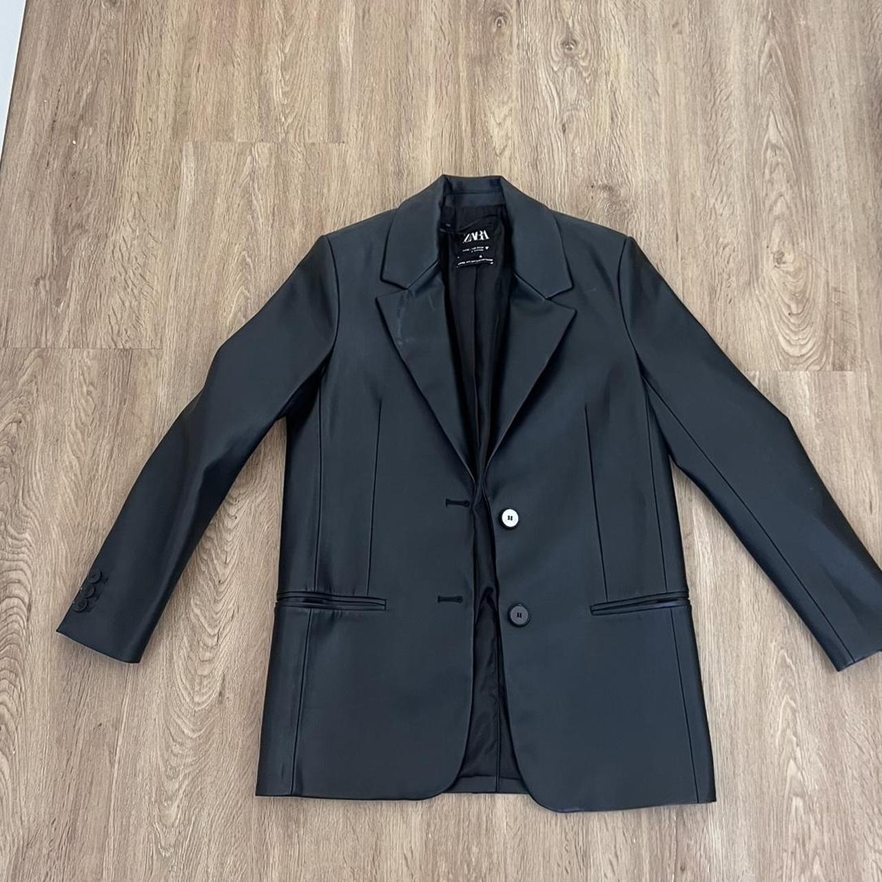 Zara oversized faux leather blazer - Depop