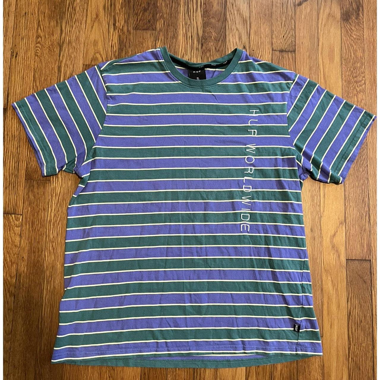 huf worldwide striped shirt green