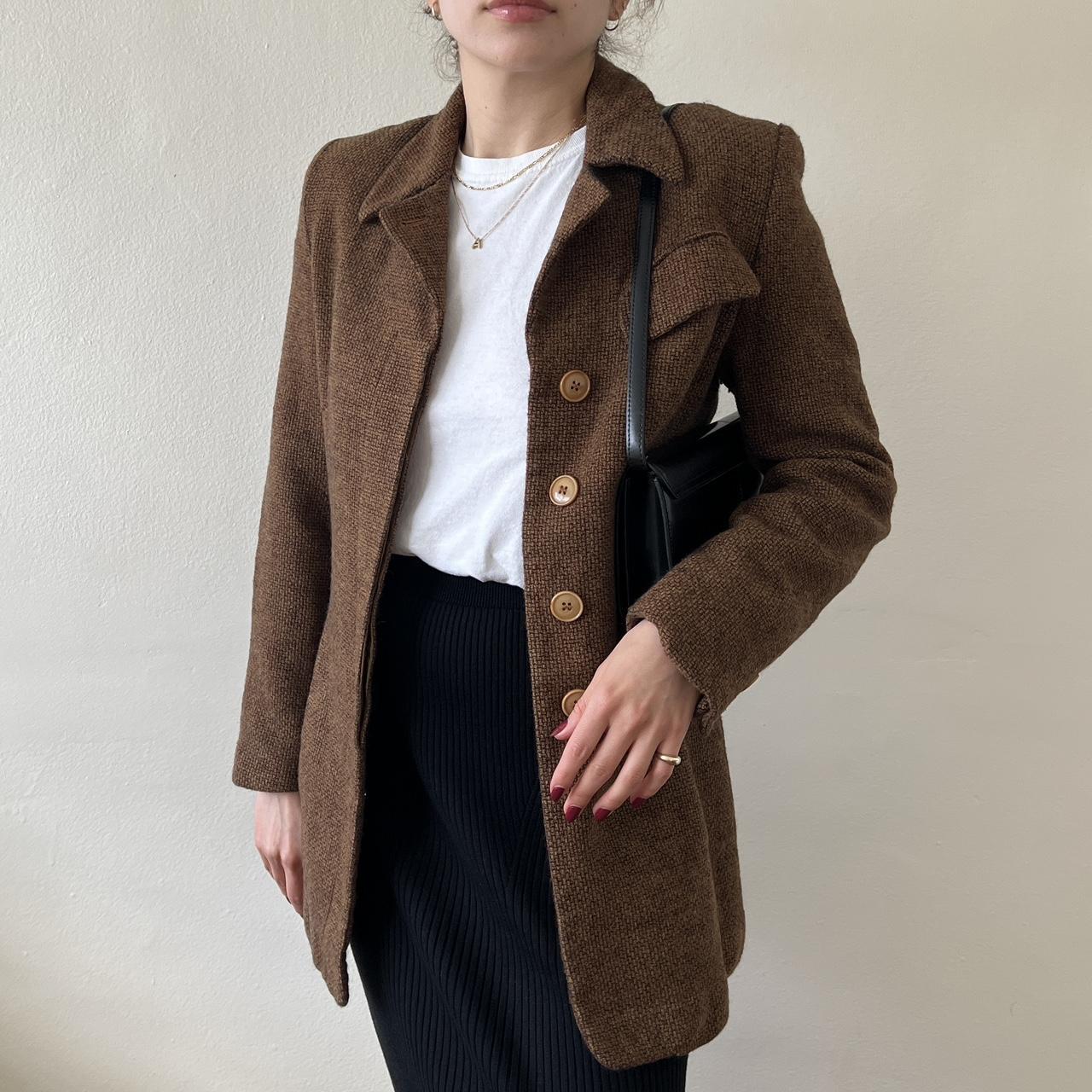 Saks Fifth Avenue Women's Brown and Tan Tailored-jackets | Depop