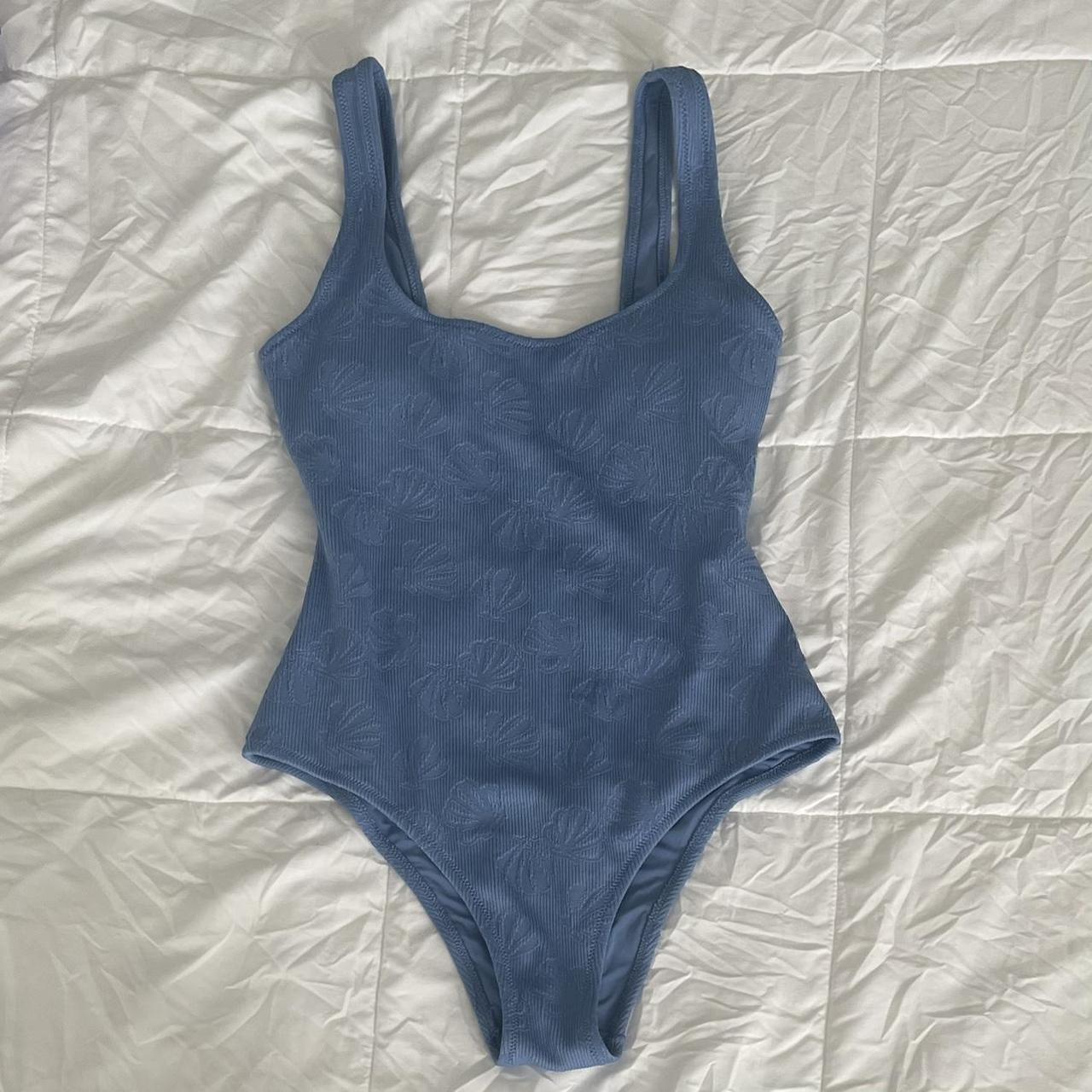 aerie blue seashell swimsuit - Depop