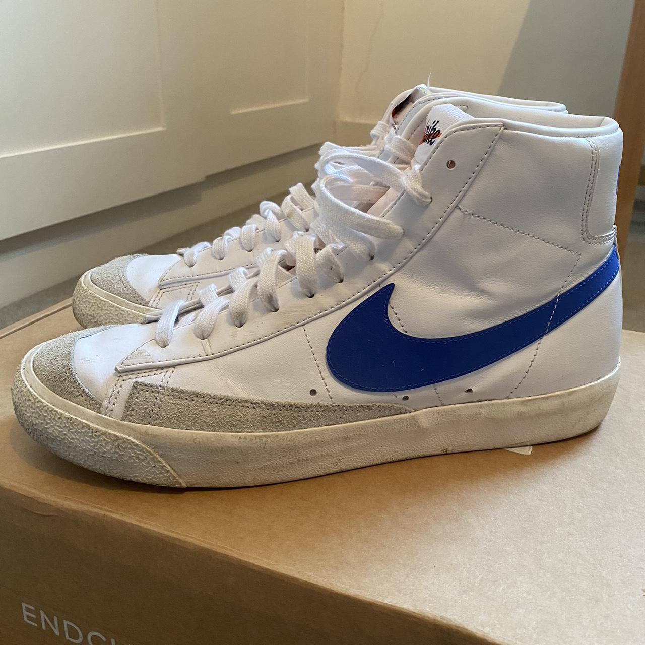 nike blazer white and blue