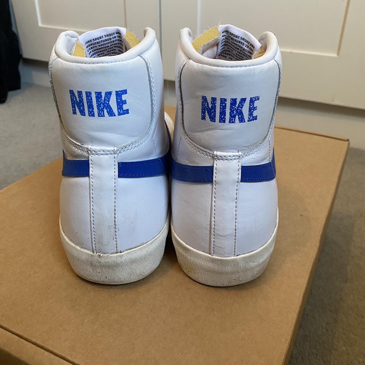 Nike Blazers - White and Blue. Size UK 9 Great... - Depop