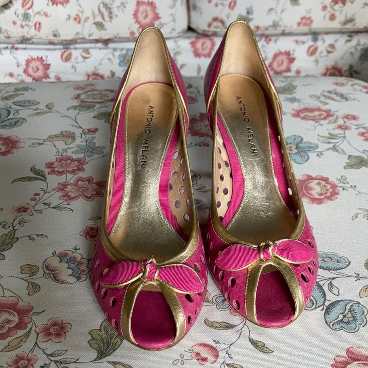 Antonio Melani Pink Gold Peep Toe Pumps 7.5 The. Depop