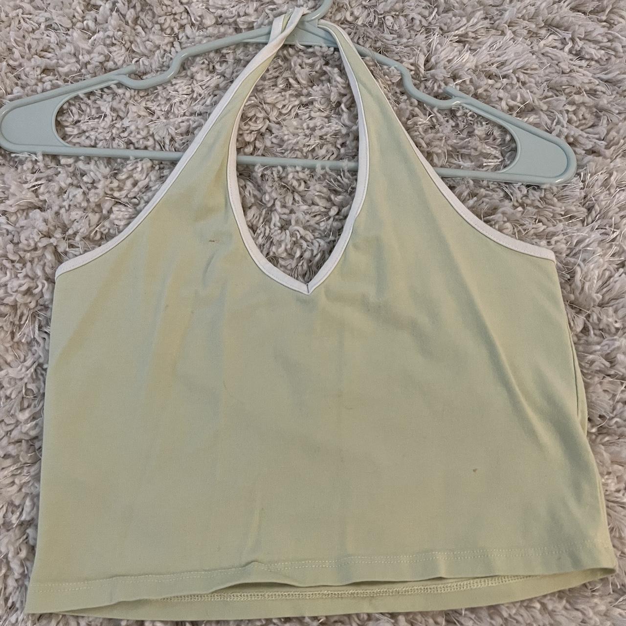 Brandy Melville green and white halter top Not sold - Depop