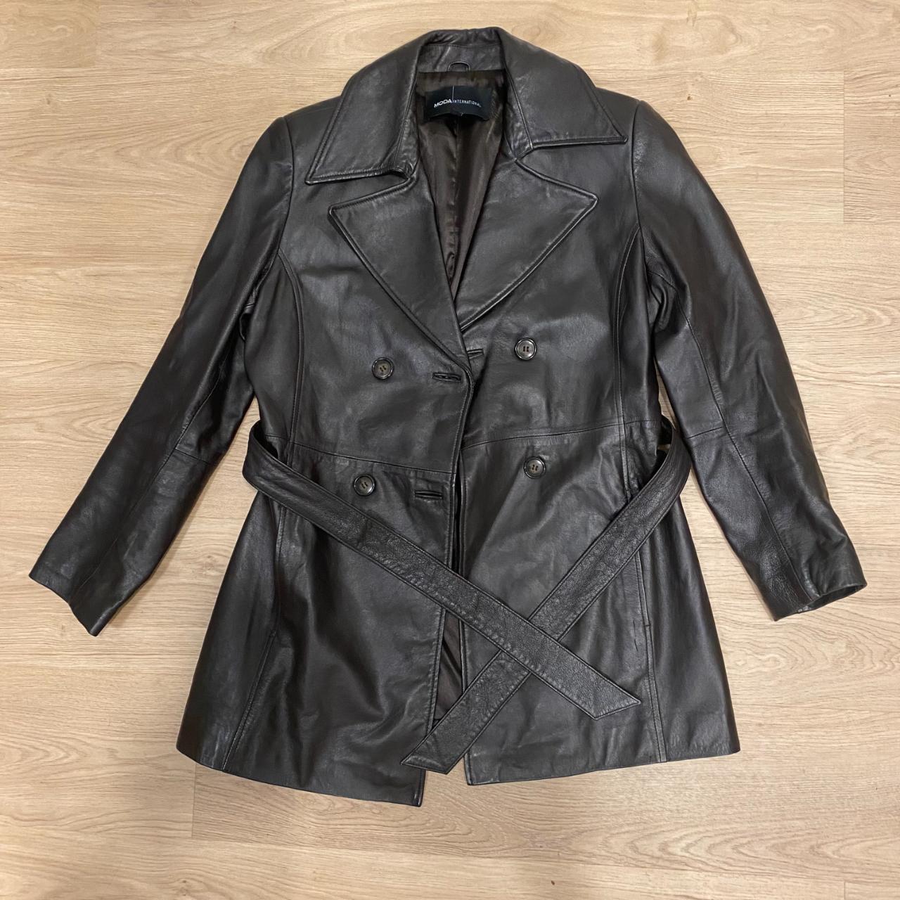 Moda International Brown Genuine Leather Jacket Size... - Depop