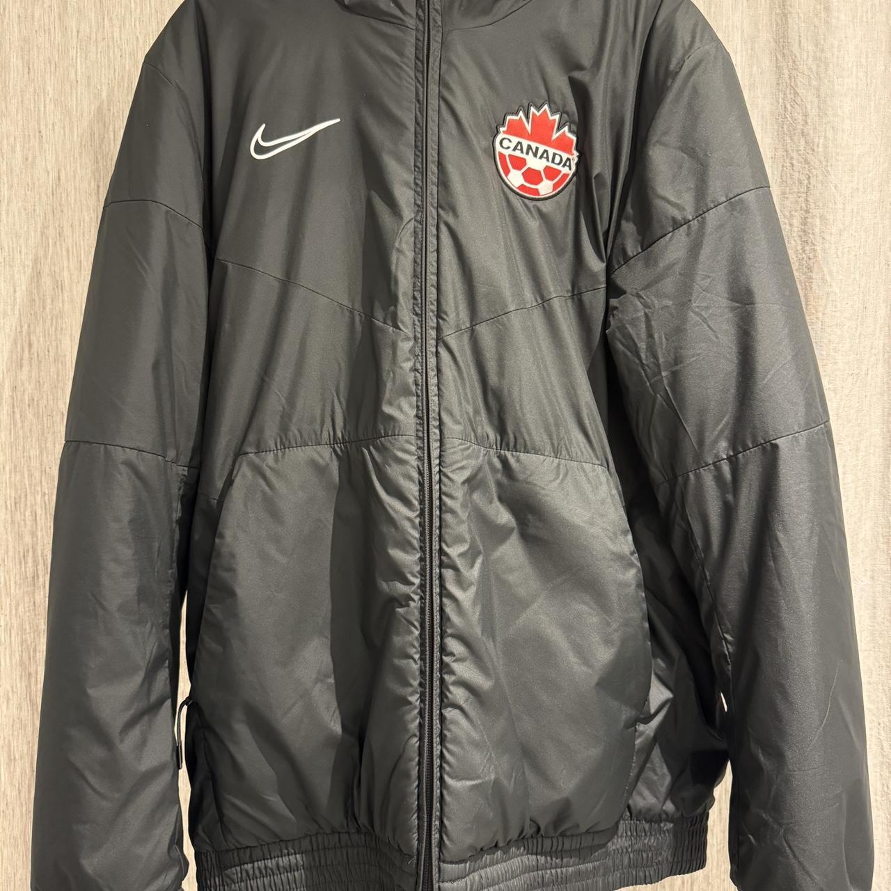 Nike Canada soccer winter jacket black size large Depop