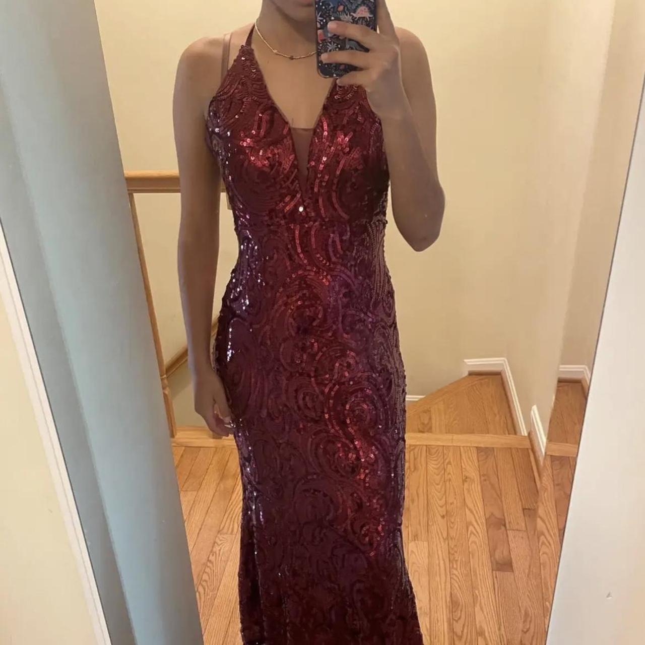 Burgundy prom store dresses macy's