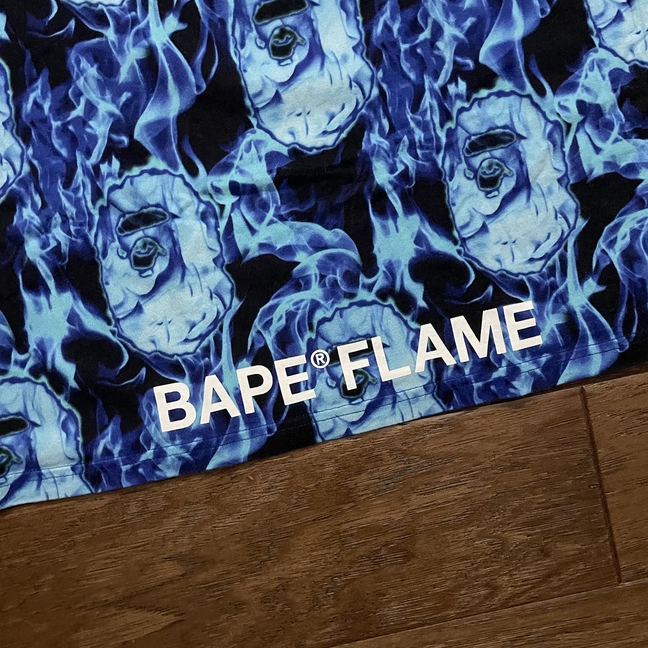 A BATHING APE BAPE ALL OVER PRINT BLUE FLAME SS20 | Depop