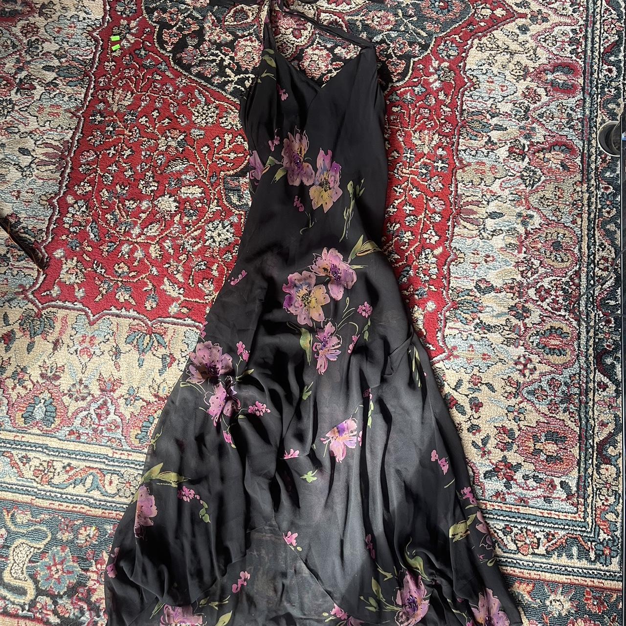 Beautiful vintage real silk beaded floral dress from... Depop