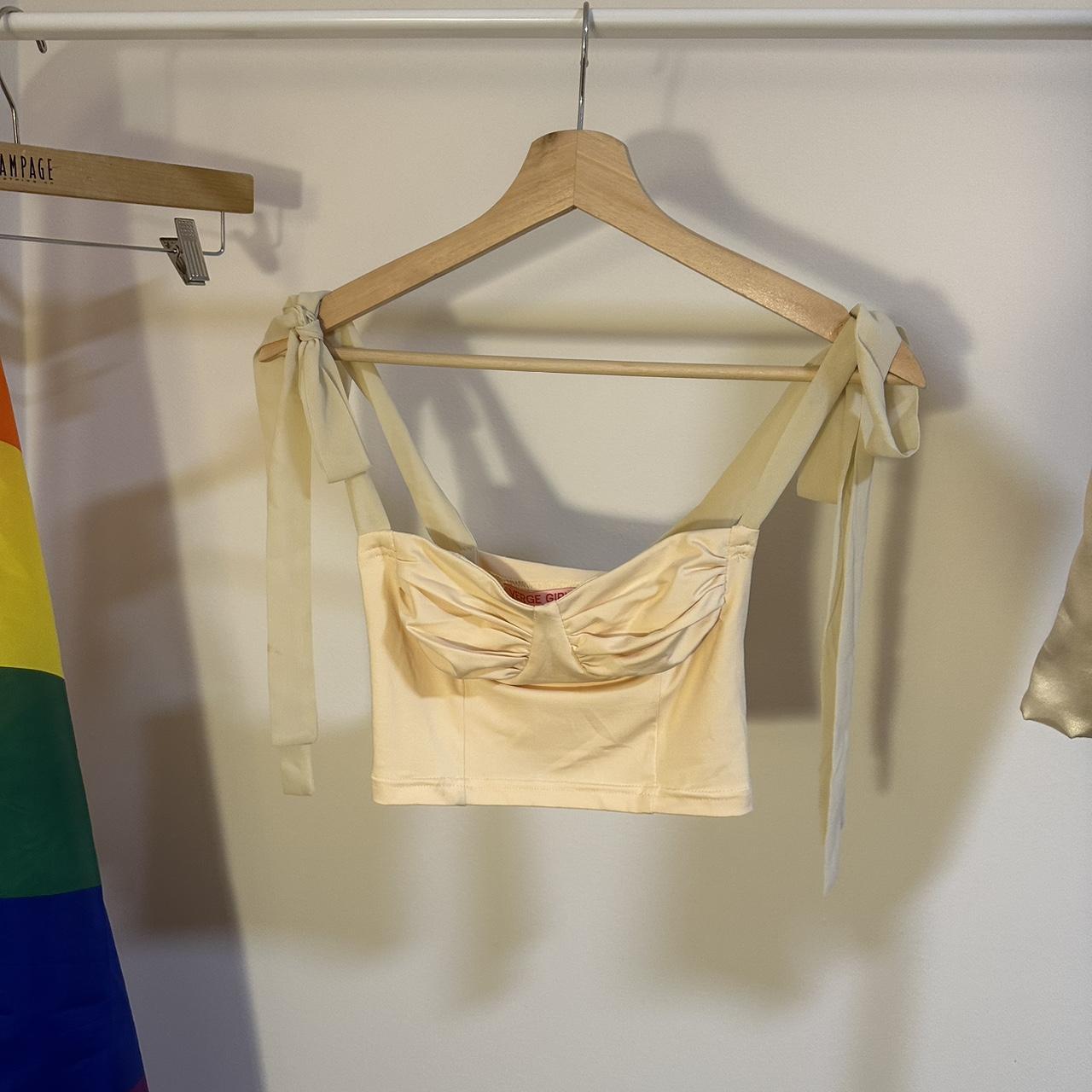 Verge Girl Italian style tie strap top in cream,... Depop