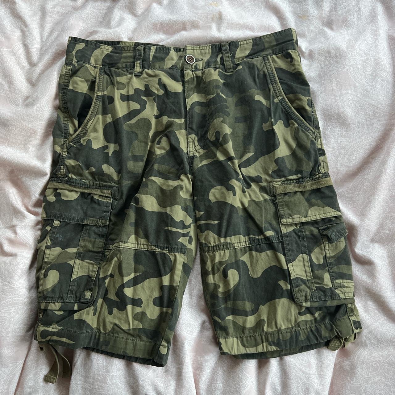 Y2k camo camouflage jorts 🫡💚🤎💚 Lowrise, baggy and... - Depop