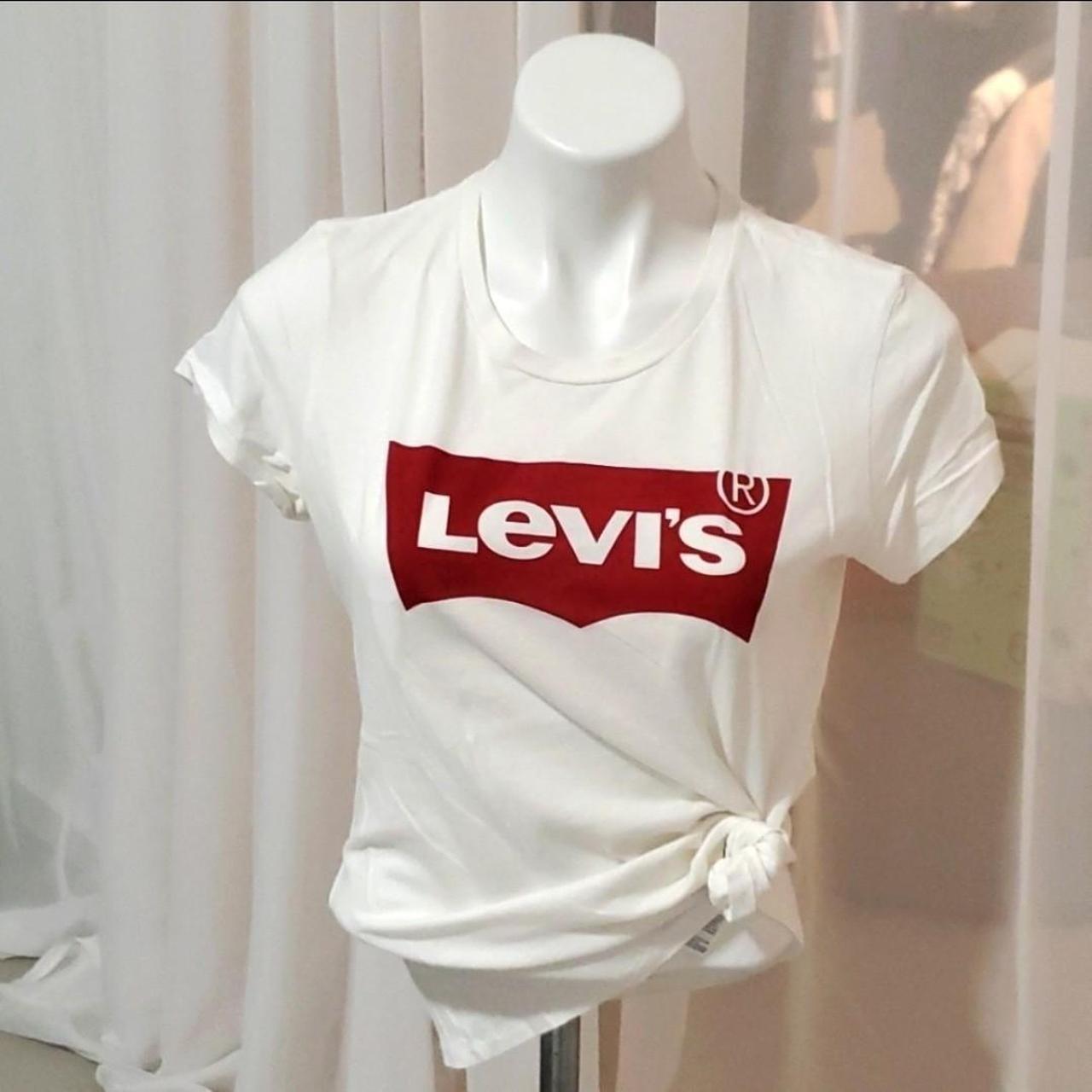 Levi's white t shirt with red logo top women's