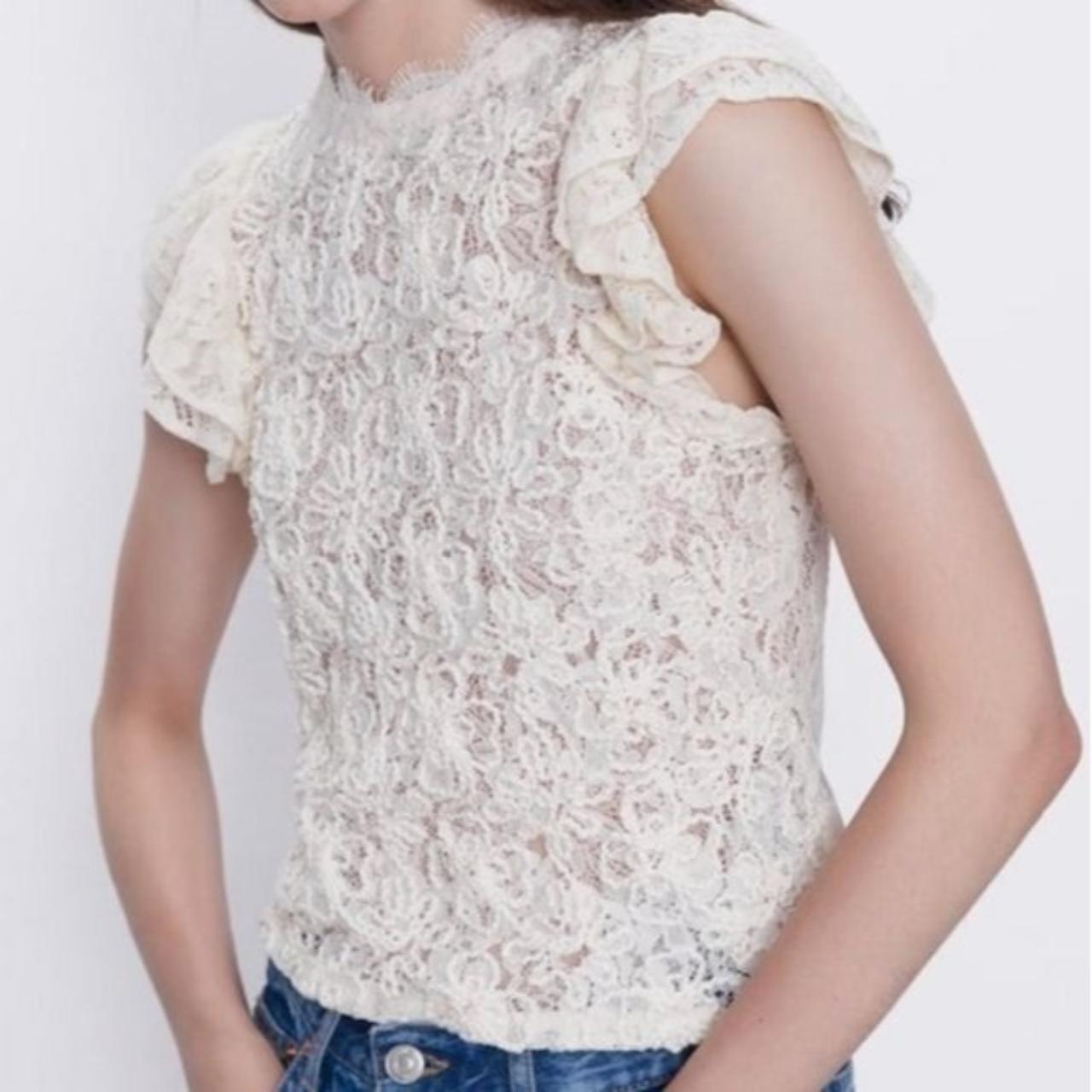 Zara Women's Cream Blouse Depop