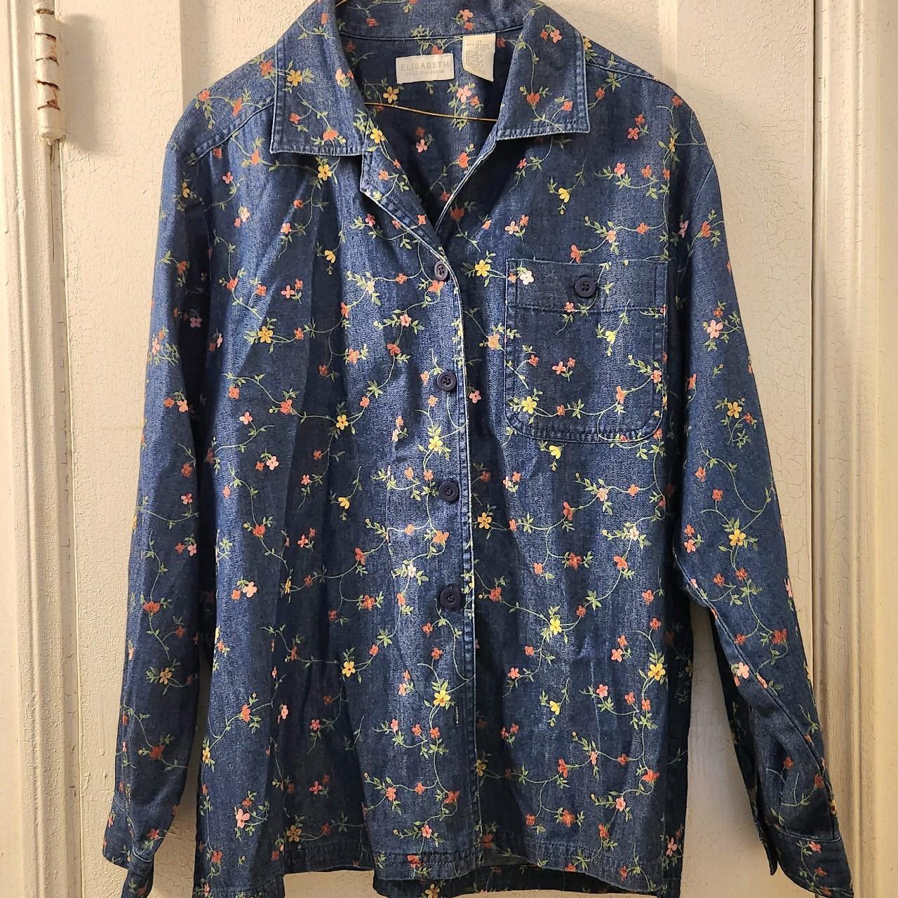 Elisabeth by Liz Claiborne lightweight floral denim - Depop