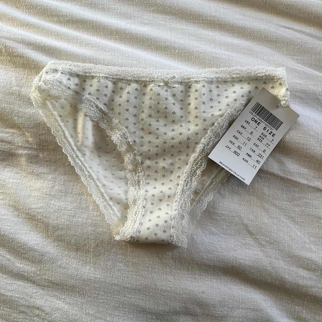 Intimates, Brandy Melville Womens Heart Lace Underwear White With Red  Hearts